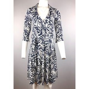 Forever 21 Wrapped Blue Print Belted Dress M